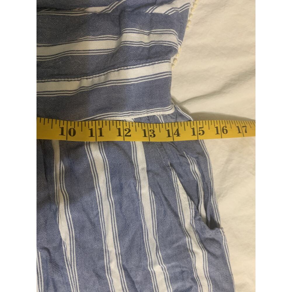 Angie Blue And White Striped Comfortable Jumpsuit Size Large Summer Resort wear - Picture 4 of 11